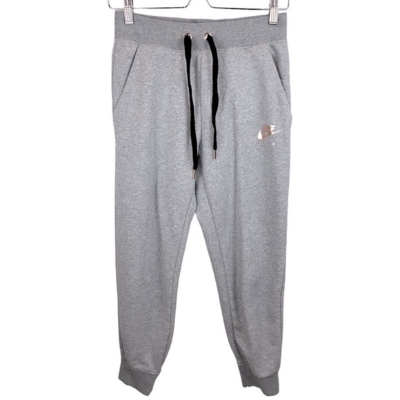 Nike Air Rose Gold Logo Heather  Grey Jogger Sportswear Pants Ladies' sz S - Picture 3 of 9